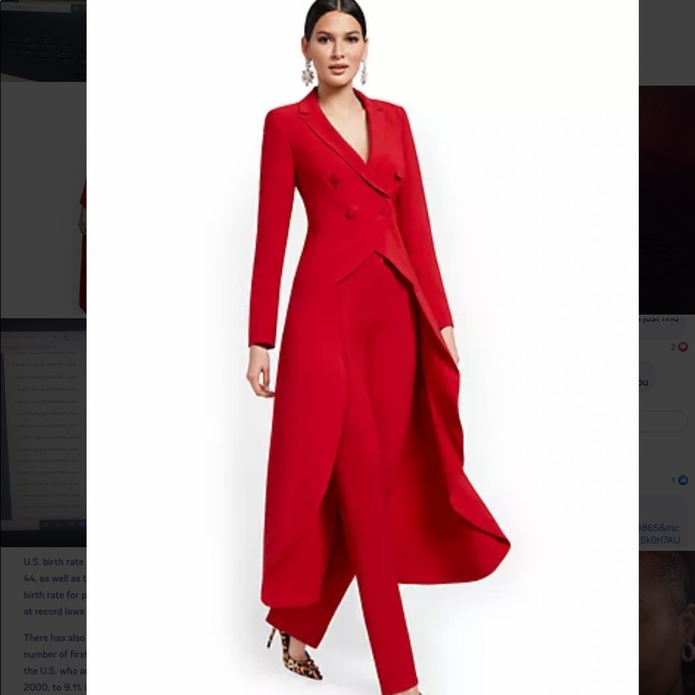 NY & Co Coco Red tuxedo blazer and pants. Size Xl/ 16
